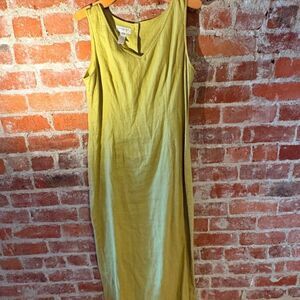 Vtg. Jones New York Sport soft lime green simple 100% linen maxi dress Size 10